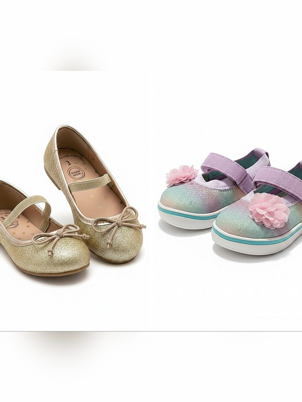 NWT! Wonder Nation Bundle Girls Gold Glitter Mary Jane-Glitter Sneaker Shoes